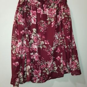 Molly & Isadora Huron Burgundy Floral Skirt